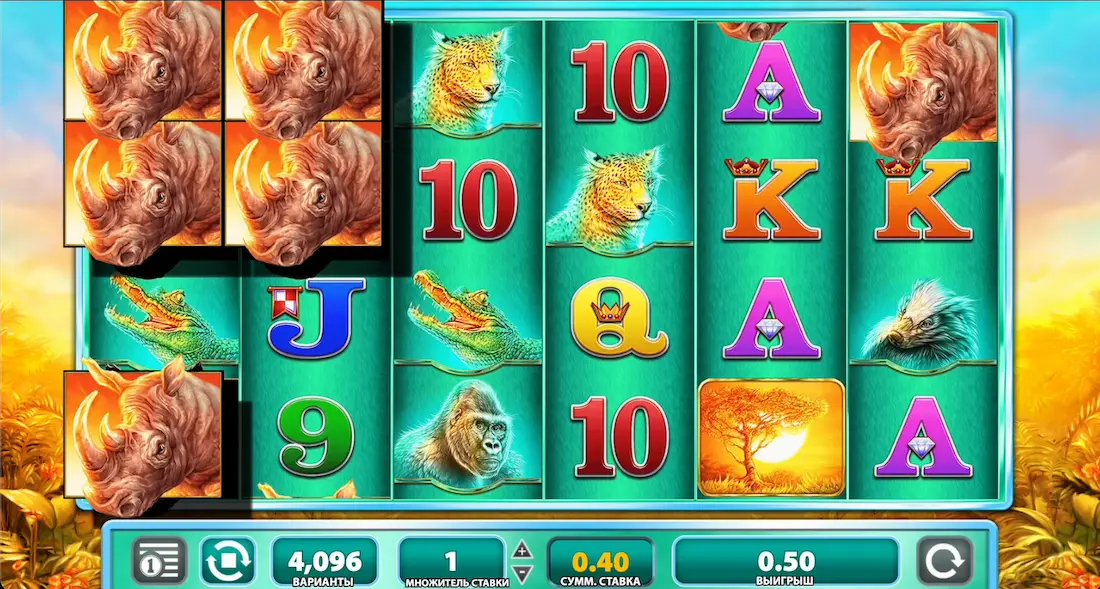 Raging Rhino slot bonus feature